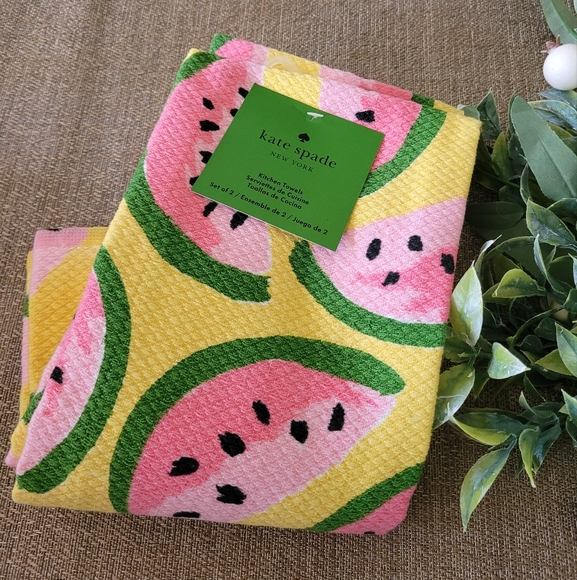 Kate Spade Watermelon Print Kitchen Towels Set Of 2 - Picture 2 of 3